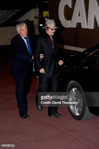 Johnny Depp is seen leaving the Chanel party this morning on May 19, 2010 in Cannes, France.