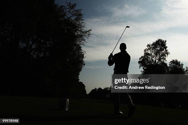 Martin Kaymer of Germany plays his tee shot at the 16th during the Pro-Am round prior to the BMW PGA Championship on the West Course at Wentworth on...