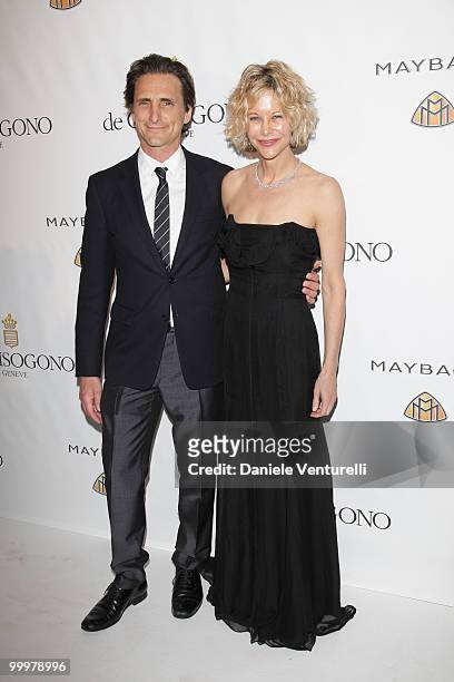 Producer Lawrence Bender and Actress Meg Ryan attend the de Grisogono party at the Hotel Du Cap on May 18, 2010 in Cap D'Antibes, France.