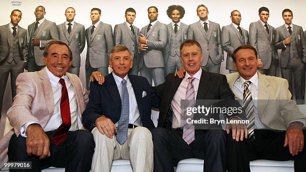 England 1966 Legends Gordon Banks, Martin Peters, Sir Geoff Hurst and Roger Hunt talk to the media during the Marks & Spencer England World Cup Suit...