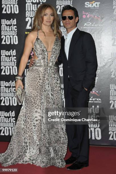 Jennifer Lopez and Marc Anthony attend the World Music Awards 2010 at the Sporting Club on May 18, 2010 in Monte Carlo, Monaco.