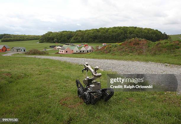 The land-robot "teleMAX" of German company telerob drives during a trial at the German army base on May 18, 2010 in Hammelburg, Germany. ELROB...