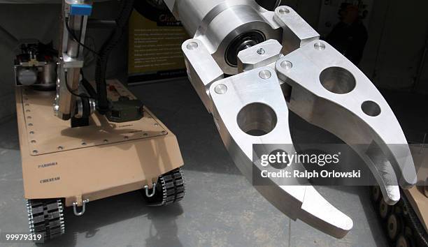 The land-robot "Cheatah VTE 3500" of Netherlands company Parosha stands at an exibition during a trial at the German army base on May 18, 2010 in...