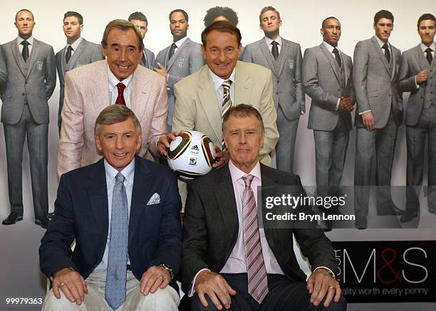 England 1966 Legends Gordon Banks, Roger Hunt, Martin Peters and Sir Geoff Hurst pose for a photo during the Marks and Spencer England World Cup Suit...