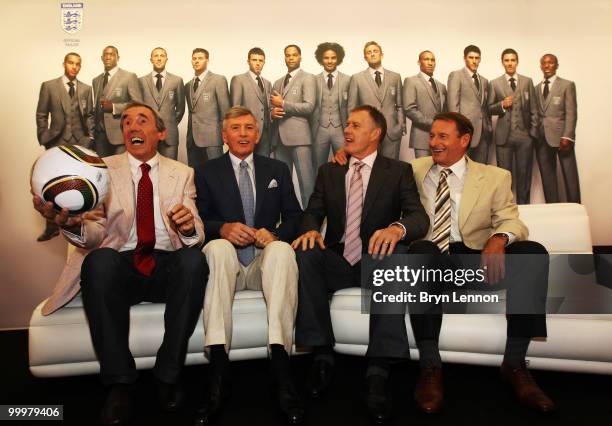 England 1966 Legends Gordon Banks, Martin Peters, Sir Geoff Hurst and Roger Hunt talk to the media during the Marks & Spencer England World Cup Suit...