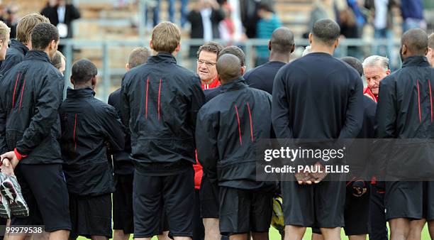 England coach Fabio Capello leads the English national football in a training session in Irdning, Austria on May 19, 2010 ahead of the World Cup...