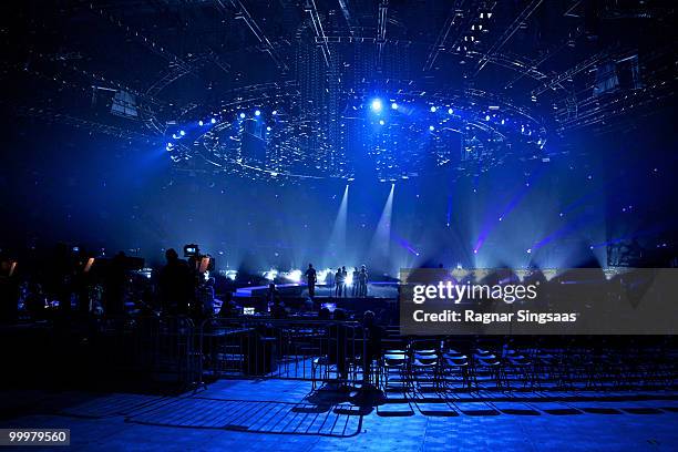 Vukasin Brajic of Bosnia & Herzegovina performs at the open rehearsal at the Telenor Arena on May 16, 2010 in Oslo, Norway. 39 countries will take...
