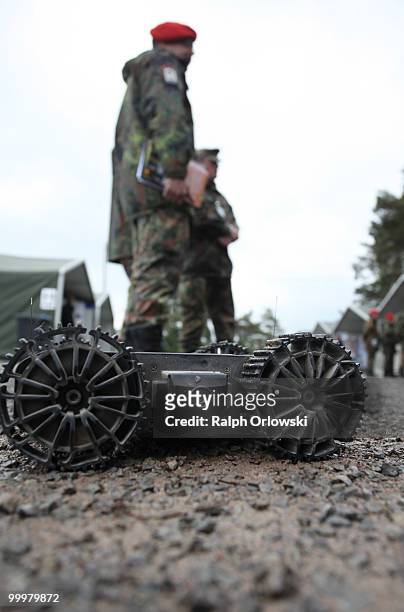 Armadillo M-UGV" ground robot of U.S. Company Macro USA drives during an exibition at the German army base on May 18, 2010 in Hammelburg, Germany....