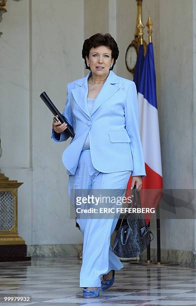 French Health, Youth, Sport and Associations minister Roselyne Bachelot-Narquin leaves the Elysee Palace at the end of the weekly cabinet meeting on...