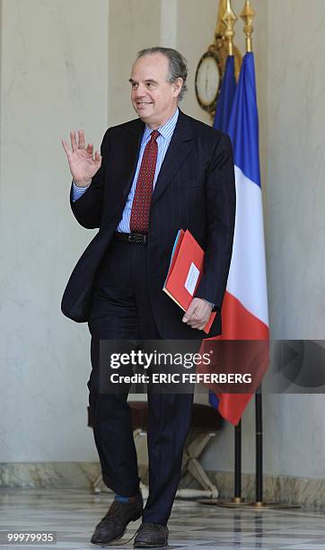 French Culture and Communication minister Frederic Mitterrand leaves the Elysee Palace at the end of the weekly cabinet meeting on May 19, 2010 in...