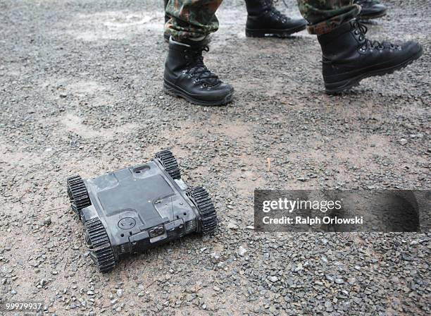 Armadillo M-UGV" ground robot of U.S. Company Macro USA drives during an exibition at the German army base on May 18, 2010 in Hammelburg, Germany....