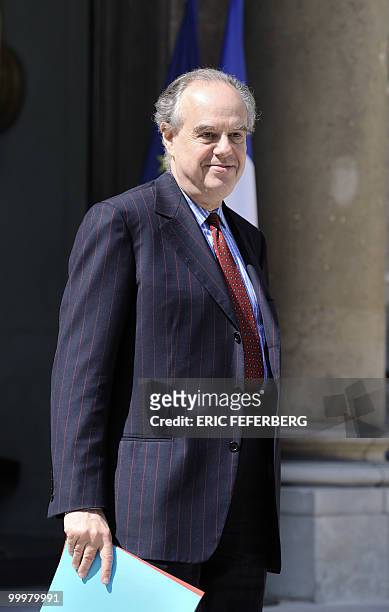 French Culture and Communication minister Frederic Mitterrand leaves the Elysee Palace at the end of the weekly cabinet meeting on May 19, 2010 in...
