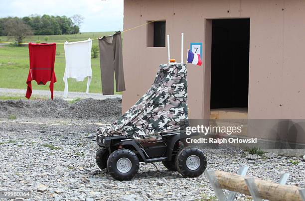 Ground robot of French Versailles University drives during a trial at the German army base on May 18, 2010 in Hammelburg, Germany. ELROB provides an...
