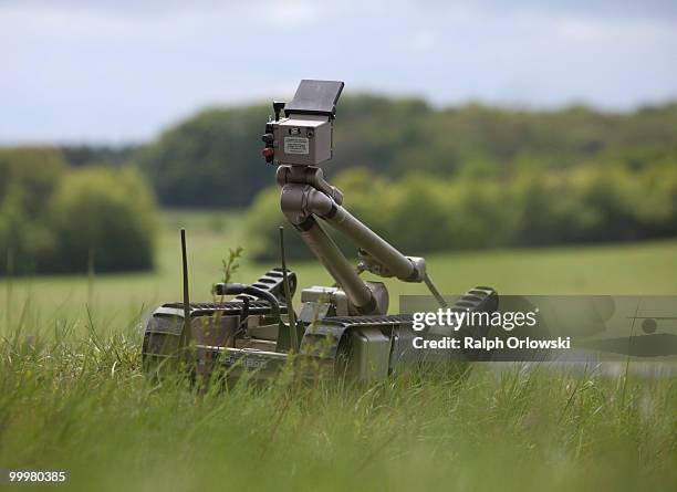 The land-robot "PackBot EOD" of German company ELP drives during a trial at the German army base on May 18, 2010 in Hammelburg, Germany. ELROB...