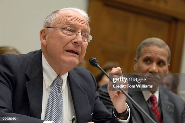 Former Congressman and Secretary of the Army Jack Marsh, testifies at a Subcommittee on National Security and Foreign Affairs hearing to examine what...