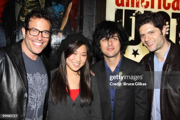 Director Michael Mayer, Jenna Ushkowitz, Billie Joe Armstrong of Green Day and Orchestrator Tom Kitt attend a performance of "American Idiot" on...