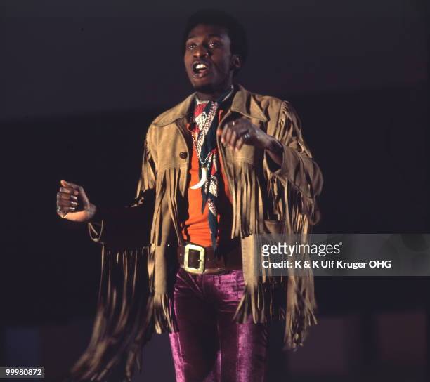 Reggae singer Jimmy Cliff performs on stage c 1969 in Germany. Picture by Gunter Zint.