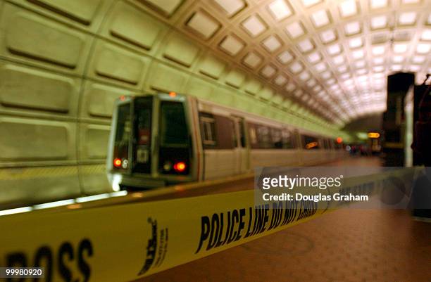 Metro Transit Officials investigate an accident at the Union Station subway platform.