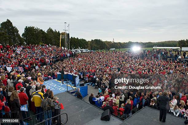 Ten thousand people where on hand to see GOP vice presidential candidate Sarah Palin during a MCCain/Palin rally at J.R. Festival Lakes at Leesburg...