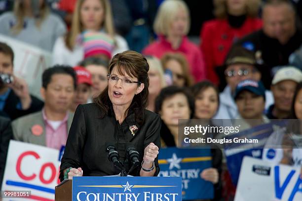 Vice presidential candidate and Alaska Gov. Sarah Palin during a MCCain/Palin rally at J.R. Festival Lakes at Leesburg Virginia on October 27, 2008.