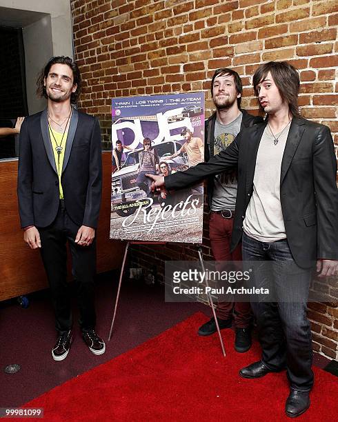 Tyson Ritter, Mike Kennerty & Nick Wheeler attend the The All-American Rejects world premiere of "Turn Me On 3" at cinespace on May 18, 2010 in...