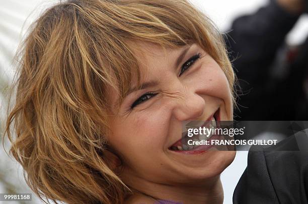 Russian actress Dinara Droukarova poses during the photocall of the Cinefondation Jury at the 63rd Cannes Film Festival on May 19, 2010 in Cannes....