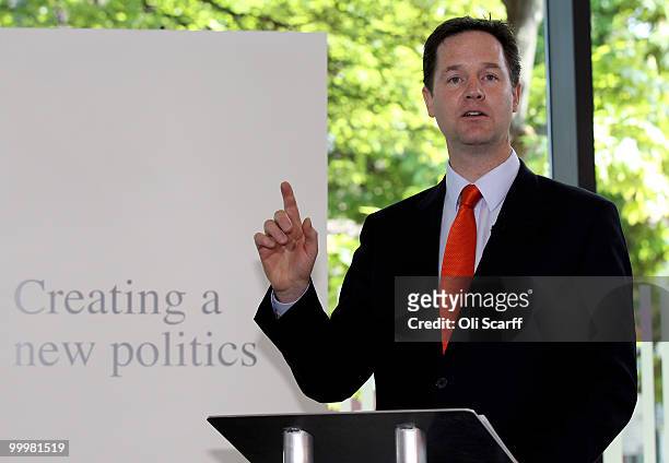 Nick Clegg, the Deputy Prime Minister, delivers a speech setting out the Government's plans for political reform at the City and Islington College on...