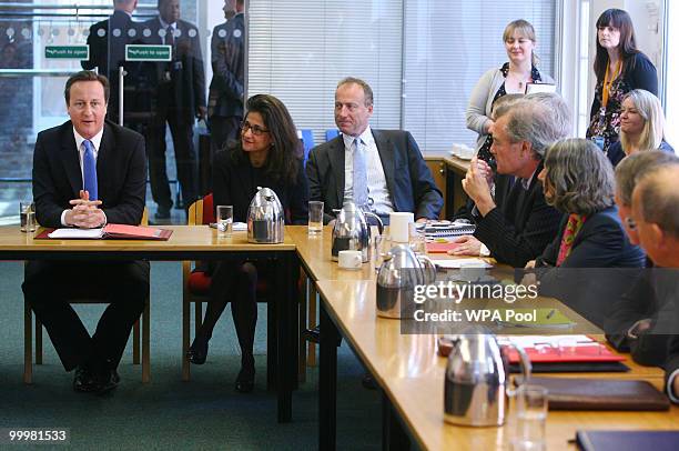 Prime Minister, David Cameron conducts a meeting with Permanent Secretaries from Government departments in Westminster on May 19, 2010 in London,...