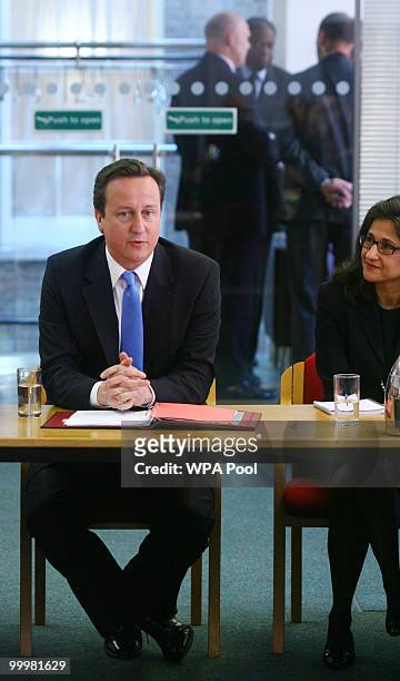 Prime Minister, David Cameron conducts a meeting with Permanent Secretaries from Government departments in Westminster on May 19, 2010 in London,...
