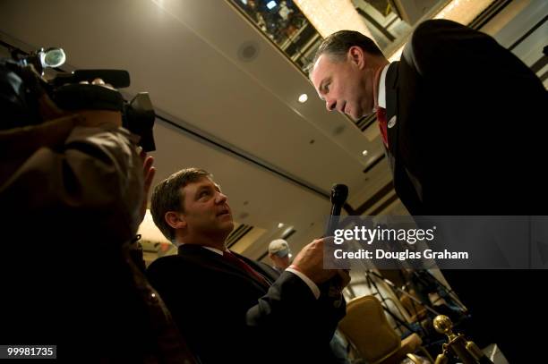 Gov. Timothy Kaine, D-Va. Gives the first interview of the evening on the projected out come of todays election at the Hilton McLean Tysons Corner in...