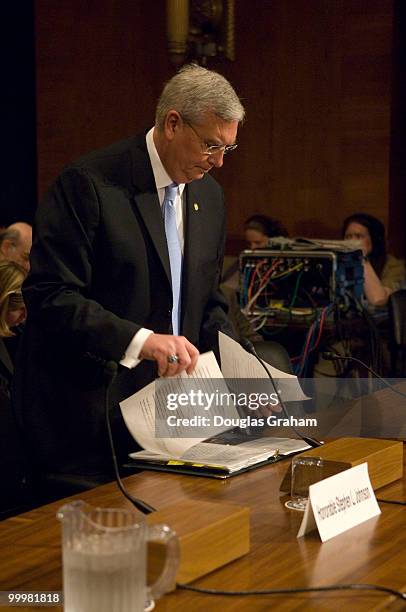 Administrator Stephen Johnson before the start of the full committee hearing on the implications of the Supreme Court's decision regarding the EPA...