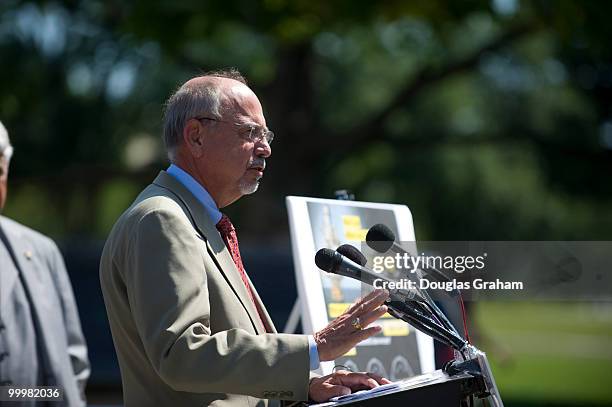 Rep. Richard "Doc" Hastings, R-Wash, during a news conference to highlight the one-year anniversary of the lifting of the moratorium on oil drilling...