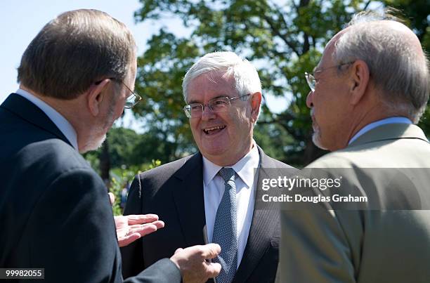 Don Young, R-Alaska, former House Speaker Newt Gingrich, R-Ga., and Rep. Richard "Doc" Hastings, R-Wash. Before the start of the news conference to...