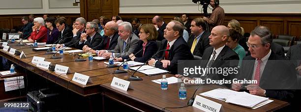 House Financial Services Committee full committee hearing on "The Overdraft Protection Act of 2009." October 30, 2009. Witness L to R: Jean Ann Fox,...