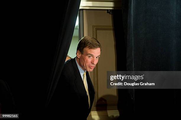 Mark Warner gets his first look at the overflow crowd to thank them for his victory in his bid for the U.S. Senate at the Hilton McLean Tysons Corner...