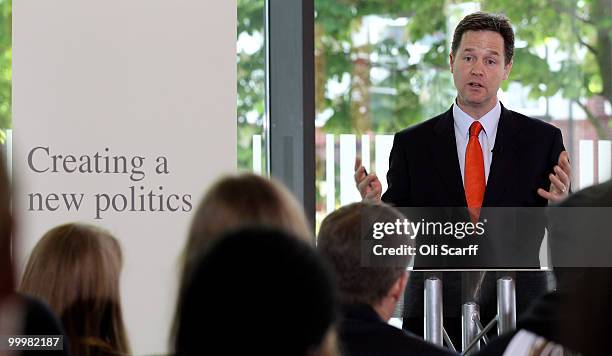 Nick Clegg, the Deputy Prime Minister, delivers a speech setting out the Government's plans for political reform at the City and Islington College on...