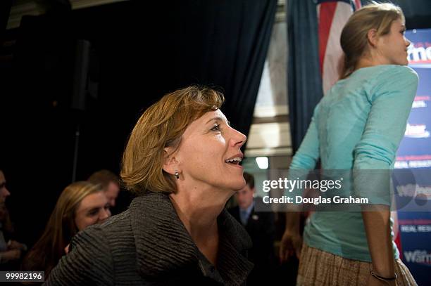 Mark Warner wife Lisa Collis and their daughters Gillian, Madison and Eliza ebter the stage at his victory party at the Hilton McLean Tysons Corner...