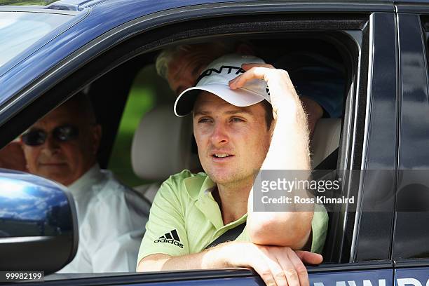 Justin Rose of England is seen during the Pro-Am round prior to the BMW PGA Championship on the West Course at Wentworth on May 19, 2010 in Virginia...