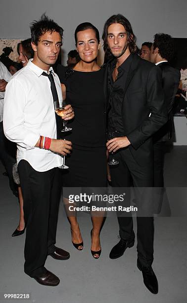 Andy Valmorbida, Roberta Armani and Vladimir Restoin-Roitfeld pose for a picture during the Vladimir Restoin Roitfeld & Andy Valmorbida Presentation...
