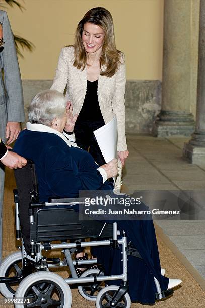 Princess Letizia of Spain attends an audience with 'Principe de Girona' Foundation team at La Zarzuela Palace on May 19, 2010 in Madrid, Spain.