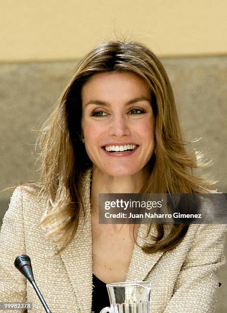 Princess Letizia of Spain attends an audience with 'Principe de Girona' Foundation team at La Zarzuela Palace on May 19, 2010 in Madrid, Spain.