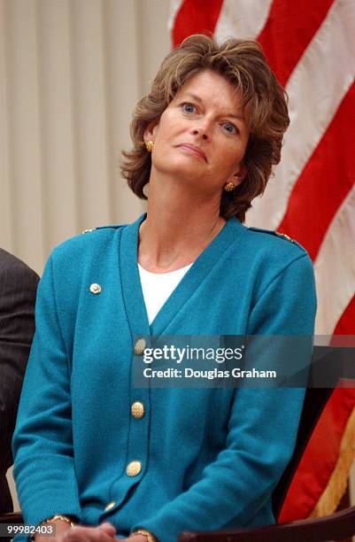 Lisa Murkowski, R-Alaska during a signing ceremony to renew the Federal Agreement and Right-of-Way for the Trans-Alaska Pipeline System at the...