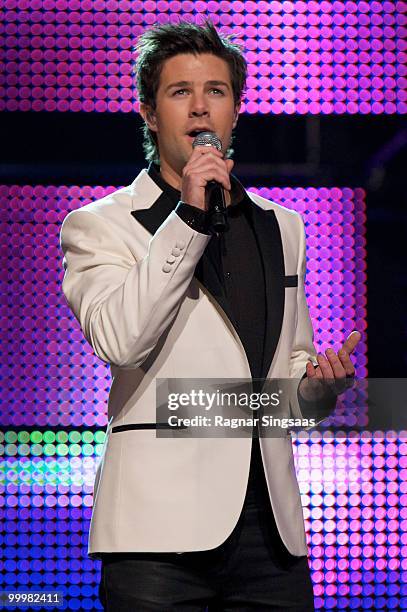 Didrik Solli-Tangen performs during the final of the Melodi Grand Prix, Norway's national selection for the Eurovision Song Contest, in Oslo Spektrum...