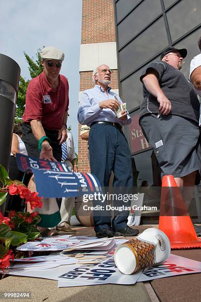 Sen. Arlen Specter's town hall meeting Tuesday morning at the Lebanon HACC campus was greeted with a demonstration by "tea party" protesters. Here...