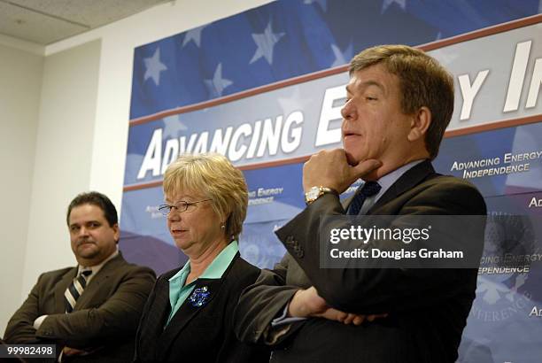 Richard Pombo, R-CA., Deborah Pryce, R-Ohio, chairman, House Republican Conference and Roy Blunt-R-MO., during a news conference on "Securing...