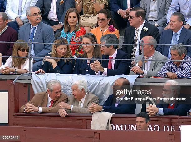 Princess Elena of Spain , Adolfo Suarez Illana and Isabel Flores attend the San Isidro Fair Bullfight on May 18, 2010 in Madrid, Spain.