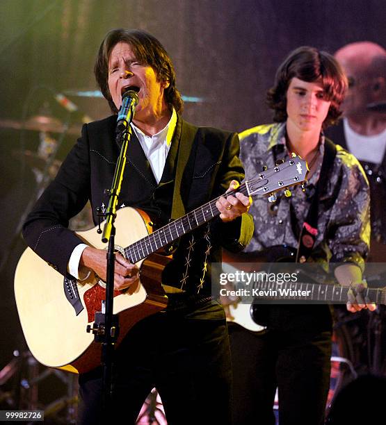 Musician John Fogerty and his son Tyler Fogerty perform at the 58th Annual BMI Pop Awards at the Beverly Wilshire Hotel on May 18, 2010 in Beverly...