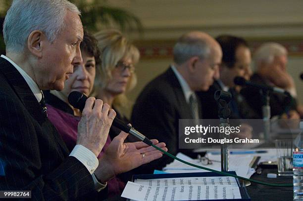 Orrin Hatch,R-Utah addresses the Alliance for Health Reform news conference, "Reaching Out: Enrolling and Keeping Kids in the State Children's Health...