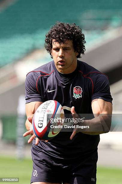 Dan Ward-Smith catches the ball during an England training session held at Twickenham on May 18, 2010 in Twickenham, England.