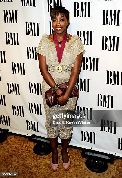 Singer Estelle arrives at the 58th Annual BMI Pop Awards at the Beverly Wilshire Hotel on May 18, 2010 in Beverly Hills, California.